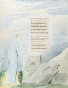 `` Elegy مكتوبة في Country Country-Yard &39;&39; ، التصميم 112 من "قصائد توماس غراي" ، 1797-98 (مرحاض مع قلم وحبر على ورق) بواسطة وليام بليك